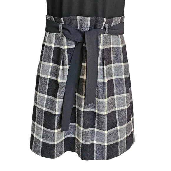 THEORY Loraine Virgin wool Angora Blend Sleeveless Plaid Skirt Dress - Picture 6 of 11